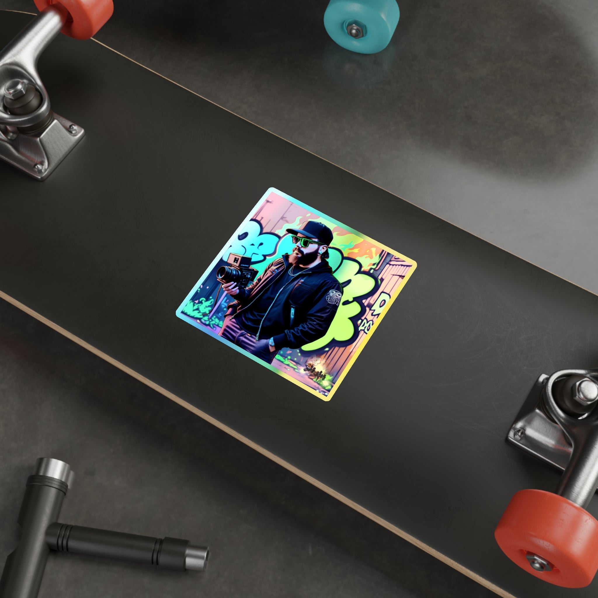 Holographic Graffiti Photographer Vinyl Sticker — Ultra-Durable Die-Cut